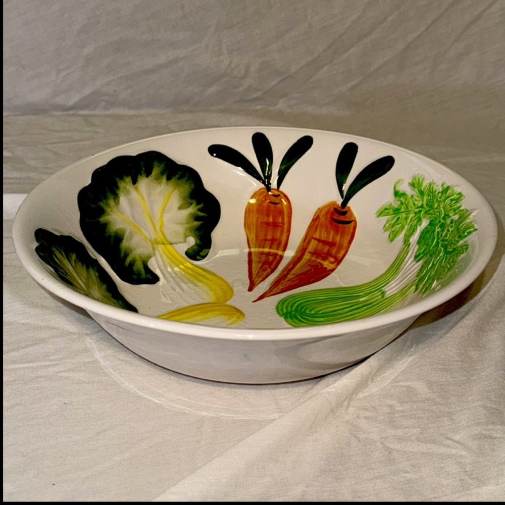 VTG Ceramic Porcelain Vegetable Salad Soup 10" Serving Bowl Japan Hand Painted - Picture 3 of 4